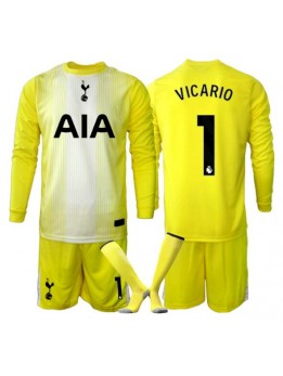 Billige Tottenham Hotspur Guglielmo Vicario #1 Keeper Tredjedraktsett Barn 2025-26 Langermet (+ Korte bukser)